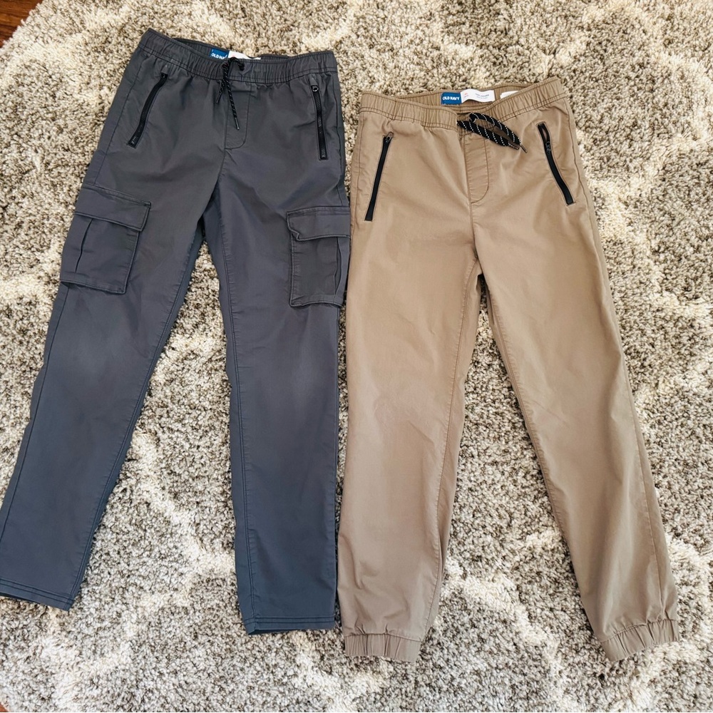 Old Navy Kids Cargo and Jogger Pants - Dark Gray and Tan